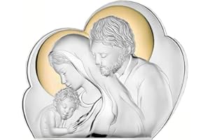VALENTI & CO. Quadro Sacra Famiglia Argento Bilamina Gold Misura 38X31 Regalo Nozze Oro 81245 6L