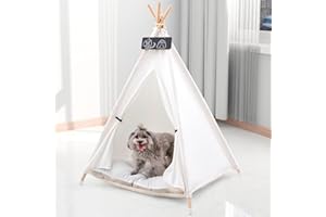 NUKIED Pet Teepee 62x62x90cm Dog & Cat Bed with Cushion- Luxery Dog Tents & Pet Play Houses with Removable Washable Cushion & Blackboard Easy Assemble