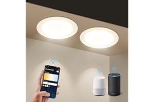 Aigostar 9W Faretti LED da Incasso per Cartongesso, 2 pezzi 780LM Wi-Fi. Smart Faretto LED Interno Compatibili con Alexa e Google Home, Dimmerabile da Bianco Caldo a 3000-6500K, Φ118-128mm
