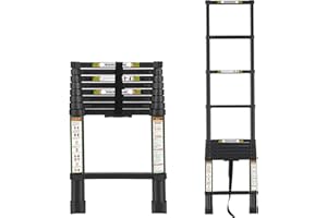 Telescopic Ladder, 8.5FT/2.6M RIKADE Aluminum Telescoping Ladder with Non-Slip Feet, Portable Extension Ladder for Household and Outdoor Working, 330lb Capacity