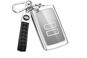 MEDZUK Custodia per Chiave Compatibile con Renault Symbioz 2024-2025 2026 Cover Chiave Auto, Guscio Chiave TPU con Portachiavi Accessori Protezione (Argento)