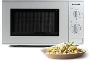 ‎PANASONIC Panasonic NN-E221MMEPG Solo-Mikrowelle mit 25 cm Glasdrehteller, 20 Liter, 800 W, 5 Leistungsstufen, reinigungsfreundliches Design, Silber