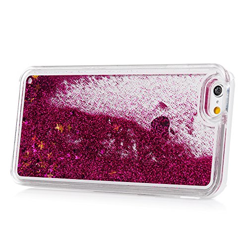 Badalink Iphone6/6S Slimcase Hülle PC Treibsand Flüssige Liquid Bling Hülle Case Glitzer Glitter Shiny Glanz Sparkle Sterne Star Weich Flexibel Einteilige Handyhülle Soft Leicht Stoßstangen Case Rosarot - 4