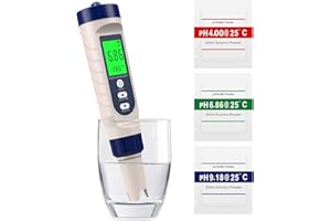 Dufuso pH Metre 5-en-1, Haute Précision (± 0.01), PH/TDS/EC/Salinité/Thermomètre, Testeur pH Piscine avec Écran LCD Rétroéclairé et Compensation de la Température, pour Eau Potable/Piscine, Bleu