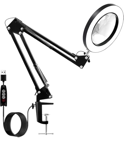 Meichoon Vergrootglas, tafellamp, 5x/11x, opvouwbare vergrootlamp, werkt met USB-kabel, heeft 8 ledlampjes om te lezen, voor hobby's, sieraden, taak ambachten of werkbank