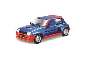 BBURAGO Renault 5 Turbo, Auto Diecast in Scala 1:24, Replica Dettagliata con Portiere Apribili, Disponibile nei Colori Blu e Rosso, Licenza Ufficiale Renault, Età Consigliata 3+ Anni