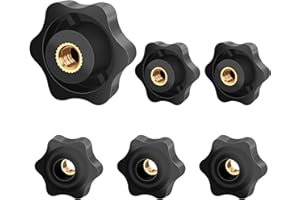 Jeboler Sterngriffmutter M6 6 Stück, Rändelschraube Äußerer Durchmesser 32mm, Sterngriffmutter Innengewinde Messing für Maschinen und Anlagen, Möbel, Werkzeugmaschinen, Fitnessgeräte