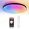 CHENBEN RGB Ceiling Light 24W, Bluetooth Smart Ceiling Light,Dimmable LED Ceiling Lamp with Remote, 3000K-6500K, IP54 Waterproof LED Ceiling Light for Bedroom Bathroom Kitchen,Black