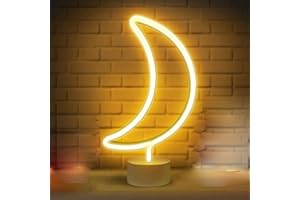 EAAERR Lune lumières LED Enseignes au néon Lights avec base Veilleuses LED Neon Lights batterie USB Opération veilleuses Décoration pour Noël, anniversaire, salon, chambre, Saint Valentin