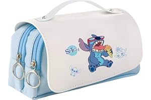 PADIEOE Stitch Pencil Case Zipper Smoothy Big Capacity Large Pencil Case with Handle Duarable School Pencil Case for Teenage Girls Boys Stationery Organizer Gift…