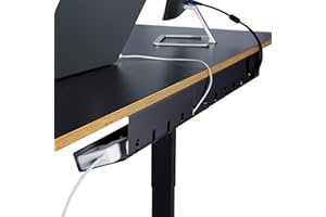 PAMO Kabelkanal Schreibtisch schwarz 3er Set - inkl. 10x Klett Kabelbinder und Kabel-Clips - einfache Installation inkl. Schrauben - Schreibtisch Organizer für Büro und Home Office