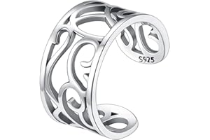 PROSILVER Solid 925 Sterling Silver Rings for Women, With S925 Stamp, Adjustable Toe Rings (Send Gift Box)