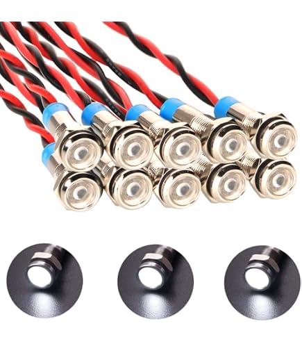 GUUZI 10mm LED-indicatielampje – 12-24V, Waterdicht IP65, Metalen Paneel, Verzonken Montage, Groene LED, Set Van 4 Stuks, Voor Industriële Apparatuur 4 miniatura