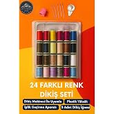 Dikiş Seti 24 Renkli &ndash; Iğne, Y&uuml;ks&uuml;k ve Iplik Ge&ccedil;irici ile