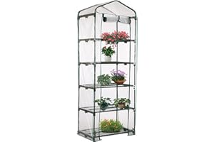 POMUROM Copertura di Ricambio per Serra, Copertura in PVC Trasparente Impermeabile per Serra, Nessuno Scaffale, Porta con Cerniera Arrotolabile, per Serra per Piante e Fiori da Giardino e da Esterni