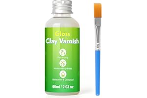 JOYOKA Air Dry Clay Varnish, 60ml Clay Glaze with 1 Brush for Air Drying Clay, Clear Varnish for Craft Pottery, Oil Painting, Wood, High Gloss Scratch Resistant Waterproof