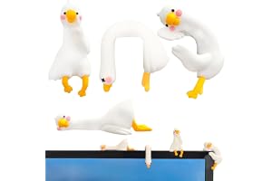 OuryTech Minifigurer, 4 st skrivbordsdekoration, skrivbordsprylar med miniatyrdjur, roliga kontorsgåvor, gås