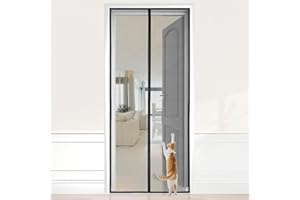 HOOMEE Mosquitera para Puerta, 110x220 CM- Cortina Magnética para Puertas de Balcón o Terraza, Tejido con Fuertes Imanes para un Autocierre, Fácil Instalación sin Taladrar (Negro)