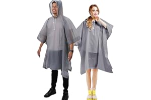 ANYOO Wodoodporne ponczo przeciwdeszczowe dla dorosłych, 2 szt., wielokrotnego użytku, PEVA, peleryna przeciwdeszczowa z kapturem, na festiwal, kemping, wędrówki, podróże, jeden rozmiar