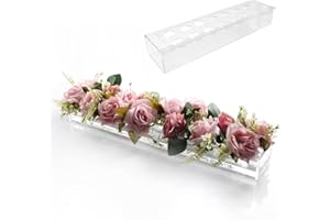 ODIWEN Florero rectangular de acrílico,Jarrón Decorativo Moderno,Caja de flores de acrílico,Jarrón de mesa pequeño,Jarrones decorativos,Jarrón decorativo para oficina,Jarrón de rosas,Jarrones modernos