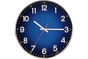 EMITDOOG Wall Clock 12 Inch Modern Wall Art,Quality Silent Quartz Wall Clock Decor for Home Living Room Bedroom Kitchen School/Navy Blue