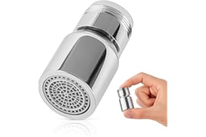 ECENCE Obrotowa nakładka na kran w kolorze chrom, obrotowy regulator strumienia wody, przedłużenie kranu M24 z perlatorem do baterii kuchennych i łazienkowych