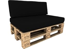 POKAR Palettenkissen Wasserdicht Palettenauflagen mit abnehmbarem Bezug Palettenmöbel Palettensofa 2er Set: Sitzkissen 120x80 + Rückenlehne 120x40, Schwarz