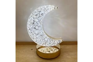 BOMKRA Crystal Moon LED Table Lamp Touch Control Decorative Romantic Night Light USB Rechargeable Atmosphere Bedside Lamp with 3 Levels Brightness for Bedroom Living Room Decor Gift