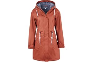 rhythm of the rain Regenjacke Damen mit Warm gefüttert Winterjacke Damen wasserdicht PU Regenmantel Friesennerz übergangsjacke mit Kapuze