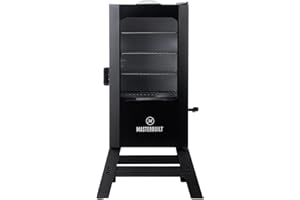 Masterbuilt® 30-inch Digital Electric Vertical BBQ Smoker with Leg Kit, Side Wood Chip Loader and 710 Cooking Square Inches in Black, Model MB20070421