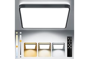 bedee LED Ceiling Lights with Remote Control, 36W 4800lm Dimmable LED Ceiling Light Ultra Thin, Square LED Flush Mount Ceiling Main Light for Living Room Bedroom Kitchen Hallway Office, 30cm Black