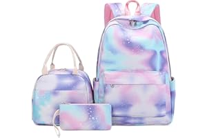 BPRTCRA Mochila escolar para niñas, 3 en 1, con bolsa para almuerzo, lápices, mochila, niña, escuela, escuela, niña, escuela, escuela, escuela, niña, niña, arco, cielo