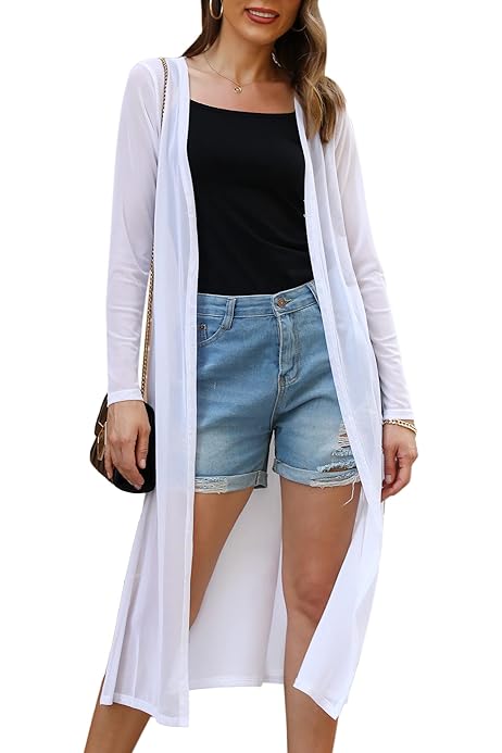 Cardigan été Femme Cardigan Crochet Femme Été - Manches 3/4 Ouvert - Léger Et Respirant Gilet Femme Ete