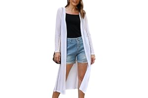 Gyabnw Cardigan Donna Copricostume in Chiffon Giacca Leggera Estiva Lungo Coprispalle Aperto Anteriore Manica Lunga Scialle Vestire Cover Up Bikini Beachwear Sexy Elegante per Party Vacanze
