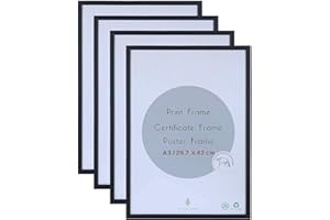 ATOBART A3 Photo Picture Frame - 29.7 x 42 CM Black Wood Certificate Frames with Perspex Glass for Wall Display Horizontally or Vertically in Living Room Bedroom Gallery, Set of 4
