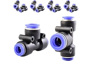 ANGEEK 10 pièces 8-10-8 mm raccords en T à 3 voies à diamètre variable, connecteurs pneumatiques Push to Connect, raccord pneumatiques, connecteur rapides en plastique