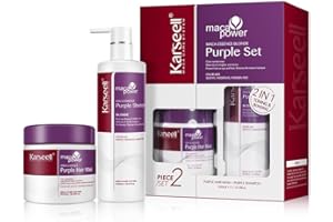Karseell Masque Cheveux Violet et Shampooing Violet, Neutralise Les Reflets Jaunes, Répare Les Cheveux Abîmés, pour Cheveux Blonds, Platine, Blancs Ou Gris, 2 x 500ml