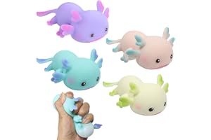 4-pack Axolotl Squeeze Toy med Snabb Återfjädring - Sockerboll och Stressklämlek för Barn och Vuxna