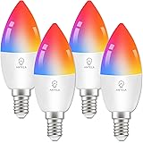 Lampadina Alexa E14 Wifi, Dimmerabile Lampadina ANTELA Smart 4,5W 385Lm 40W equivalente, RGBW bianco freddo caldo, compatibil