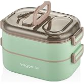 Vagonlife Beslenme Kutusu İki Katlı - Paslanmaz &Ccedil;elik - 1000ml Yeni Nesi Sefer Tası (Yeşil)