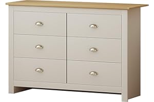 AFN Country Style 4 or 3 Piece Bedroom Set - Wardrobe Chest Bedside Cream Oak (6 Draw3+3)