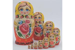 YAKELUS Marchio di Matrioska specializzato, nesting dolls Matrioske Bambola Matrioska russa in 10 pezzi tiglio di zona frigida regalo e giocattolo 7028