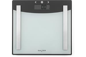 Salter Glass Analyser Bathroom Scale – Electronic Digital Bodyweight, Body Fat Scale, 180kg/28st 3lb, Athlete Mode, LCD Easy To Read Display, Step On Instant Readings, Includes Carpet Feet & Batteries