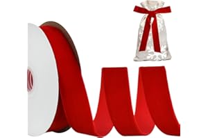 RIBBOOO Red Samt Band 2.5cm x 10yds, Vintage Samt Bänder für Weihnachten, Kranz Bögen Dekoration Handwerk Geschenkverpackung, Valentinstag Bouquet Verpackung