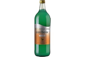 Kombucha Natural Onflow, Té Kombucha Sin Azúcar, Sabor Melón y Espirulina, Pack 4 Botellas x 1L