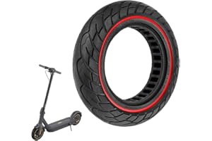 VOLOHAS 60/70-6,5 Pneus Pleins 10 x 2,5 pour Ninebot Max G30 / G30E / G30LP Trottinette Électrique - Avant ou Arrière, Antidérapants, Anti-crevaison (Bandes Rouge 1 PCS)