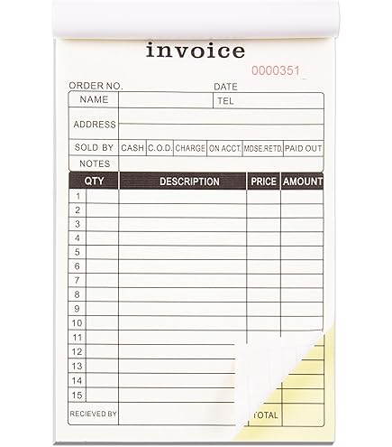 Homvle 2 Pack Invoice Receipt Book With Carbon Copies 8.3x5.5 Inches, 2