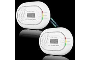Safeliveo Vernetzter CO Melder Kann gehängt oder gestellt Werden, Kohlenmonoxid Warnmelder mit 10 Jahre Batterie, digitaler LCD-Anzeige, Sie können bis zu 30 CO/Rauch Melder anschließen, 2 Stück