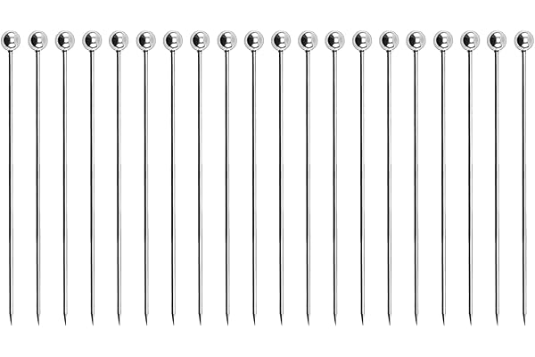 Förpackning med 20 cocktailspett i rostfritt stål, återanvändbara cocktailpinnar 10,8 cm aptitretare frukt ost finger mat spett för fester, bufféer, grillar, catering och eleganta evenemang