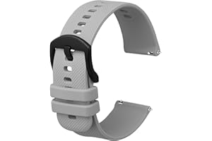 Anbeer Silicone Watch Band 16mm 18mm 19mm 20mm 21mm 22mm 24mm Quick Release Rubber Watch Straps for Men Women,Silver Black Stainless Steel Buckle